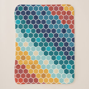 Farbenfrohes Retro-Blumen-Mosaik-Sechseck-Muster Sherpadecke