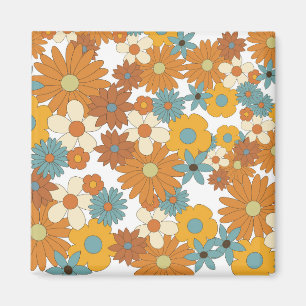 Farbenfrohes Retro-Blumenmuster Magnet