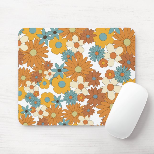 Farbenfrohes Retro-Blumenmuster Mousepad (Mit Mouse)