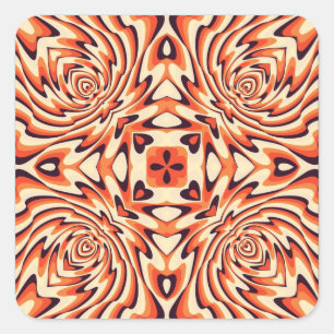 Farbenfrohes Retro-Blumenmuster nahtlos Quadratischer Aufkleber