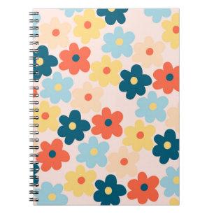 Farbenfrohes Retro-Hippie-Blumenmuster Notizblock