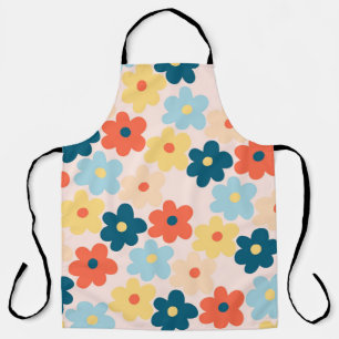 Farbenfrohes Retro-Hippie-Blumenmuster Schürze