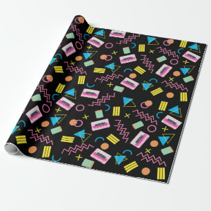 Farbenfrohes Retro-Muster der Achtziger 80er Jahre Geschenkpapier