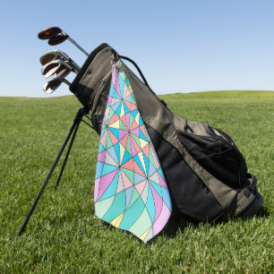 Farbenfrohes Retro-Pastell-Mosaik-Dreieck-Stern-Mu Golfhandtuch