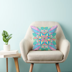 Farbenfrohes Retro-Pastell-Mosaik-Dreieck-Stern-Mu Kissen