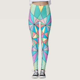 Farbenfrohes Retro-Pastell-Mosaik-Dreieck-Stern-Mu Leggings