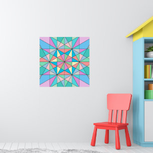 Farbenfrohes Retro-Pastell-Mosaik-Dreieck-Stern-Mu Poster