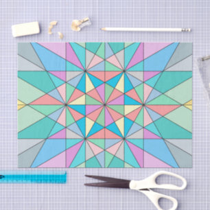Farbenfrohes Retro-Pastell-Mosaik-Dreieck-Stern-Mu Seidenpapier