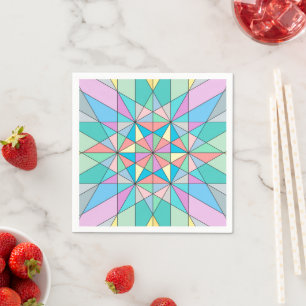 Farbenfrohes Retro-Pastell-Mosaik-Dreieck-Stern-Mu Serviette