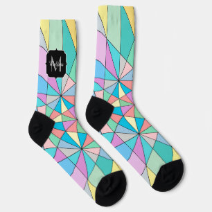 Farbenfrohes Retro-Pastell-Mosaik-Dreieck-Stern-Mu Socken