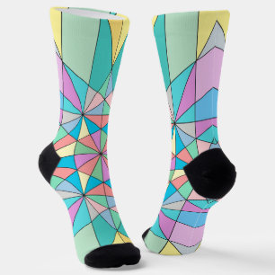 Farbenfrohes Retro-Pastell-Mosaik-Dreieck-Stern-Mu Socken