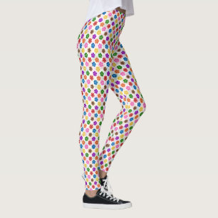 Farbenfrohes Retro-Regenbogen-Blumen-Design Weiß Leggings