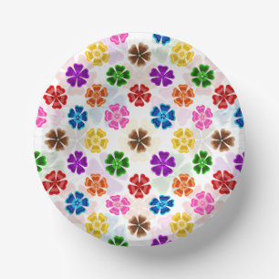 Farbenfrohes Retro-Regenbogen-Blumen-Design Weiß Pappteller