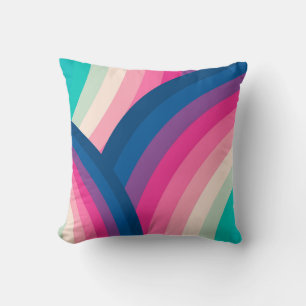 Farbenfrohes Retro-Regenbogen-Kreismuster   Kissen