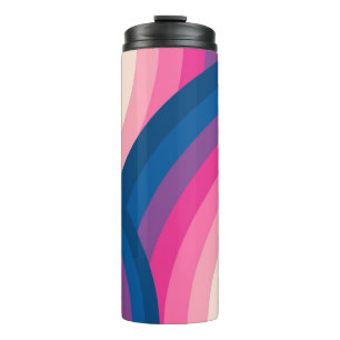 Farbenfrohes Retro-Regenbogen-Kreismuster Thermosbecher