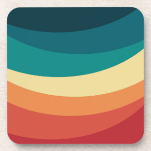 Farbenfrohes Retro-Stil-Kurven-Design Getränkeuntersetzer