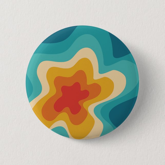 Farbenfrohes Retro-Strudel-Design Button (Vorderseite)