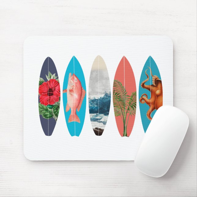 Farbenfrohes Retro-Surfbrettmuster Mousepad (Mit Mouse)