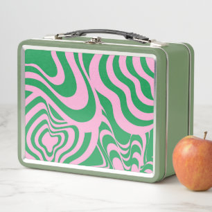 Farbenfrohes Retro-Swirl Groovy Y2K-Muster  Metall Brotdose