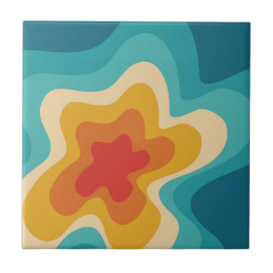 Farbenfrohes Retro-Swirldesign Fliese