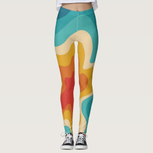 Farbenfrohes Retro-Swirldesign Leggings