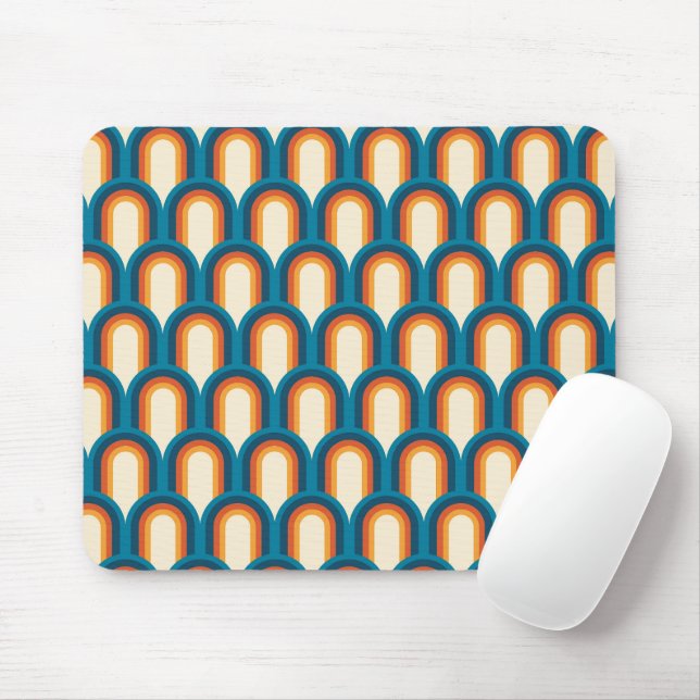 Farbenfrohes Retro-Tor-Regenbogenmuster Mousepad (Mit Mouse)