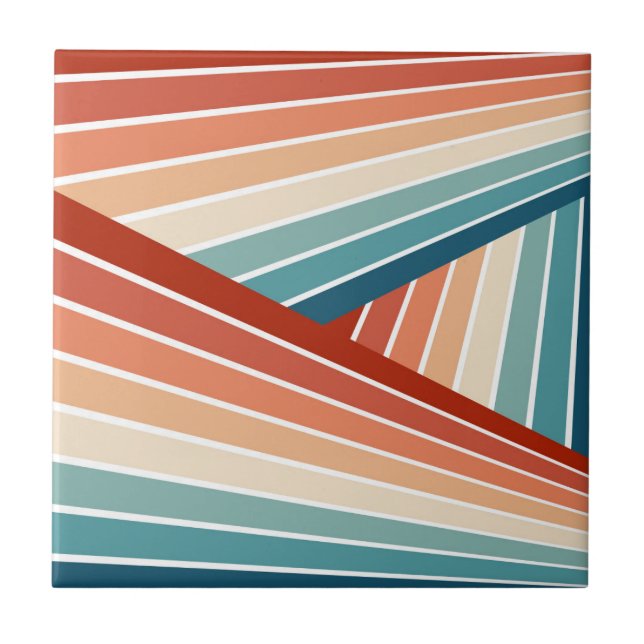 Farbenfrohes Retrodesign mit diagonalem Regenbogen Fliese (Vorderseite)