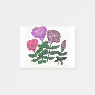 Farbenfrohes Rosendesign Post-it Klebezettel