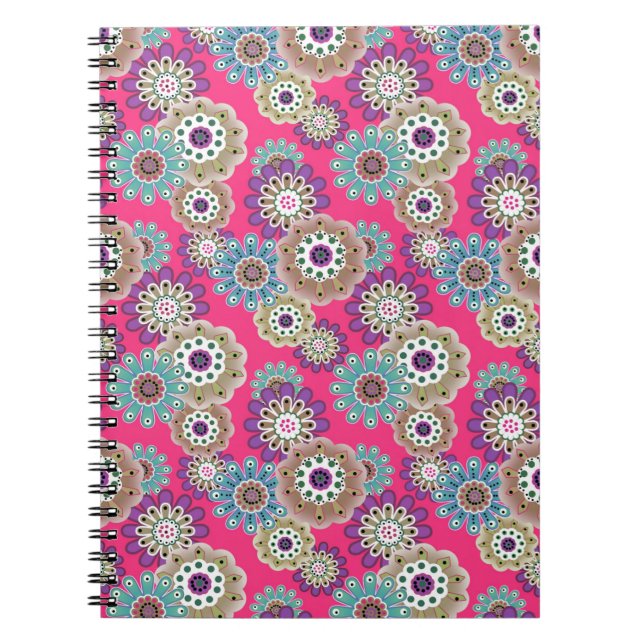 Farbenfrohes rustikales Blumenmuster Retro  Notizblock (Vorderseite)