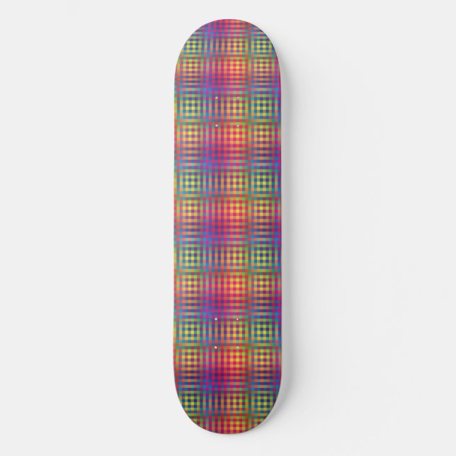 Farbenfrohes Schachbrett-Abstraktmuster Skateboard (Vorderseite)