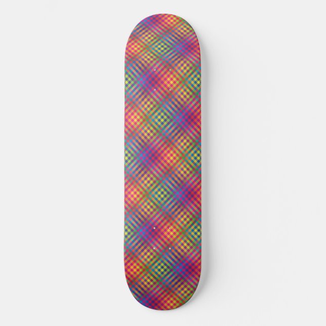 Farbenfrohes Schachbrett-Abstraktmuster Skateboard (Vorderseite)