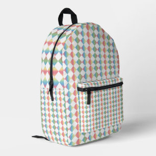 Farbenfrohes Schachbrett-Diamantmuster Bedruckter Rucksack