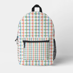 Farbenfrohes Schachbrett-Diamantmuster Bedruckter Rucksack