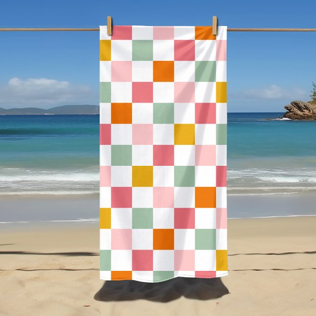 Farbenfrohes Schachbrett Strandtuch (Von Creator hochgeladen)