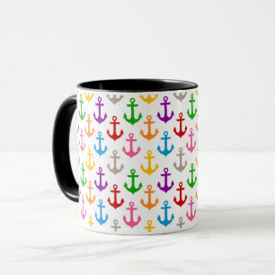 Farbenfrohes Schiff-Anker-Design Weiß Tasse