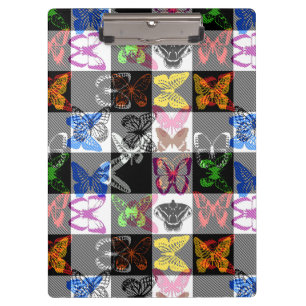 Farbenfrohes Schmetterlings-Karo-Tartan-Karo-Desig Klemmbrett