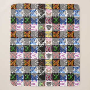 Farbenfrohes Schmetterlings-Karo-Tartan-Karo-Desig Sherpadecke