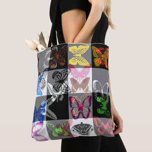Farbenfrohes Schmetterlings-Karo-Tartan-Karo-Desig Tasche