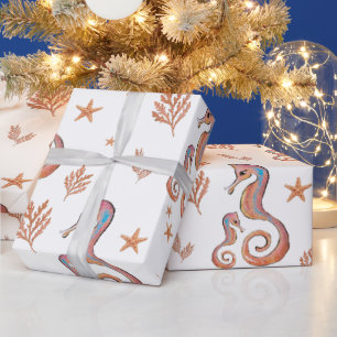 Farbenfrohes Seepferdchen-Ozean-Muster Geschenkpapier