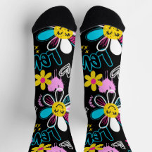 Farbenfrohes Smiley-Blumen-Graffiti-Muster 