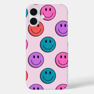 farbenfrohes Smiley-Gesicht-Muster iPhone 16 Plus  Hülle