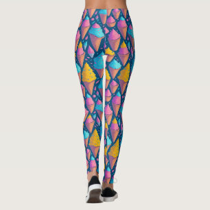 Farbenfrohes Sommer-Eiscreme-Kegel-Süßigkeiten-Mus Leggings