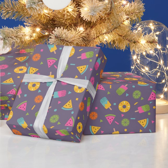 farbenfrohes Sommer-Eiscreme-Muster Geschenkpapier (Feiertage)