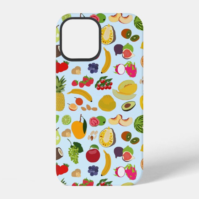Farbenfrohes Sommerfruchtmuster iPhone 12 Hülle (Rückseite)