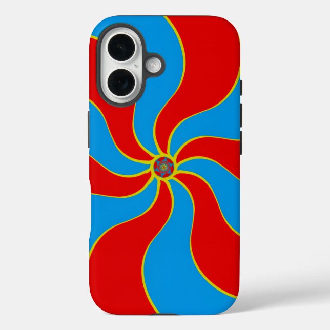 Farbenfrohes Spiralmuster iPhone 16 Hülle (Rückseite)