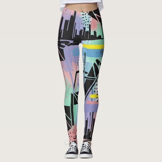 Farbenfrohes städtisches Graffiti-Muster (11) Leggings (Vorderseite)