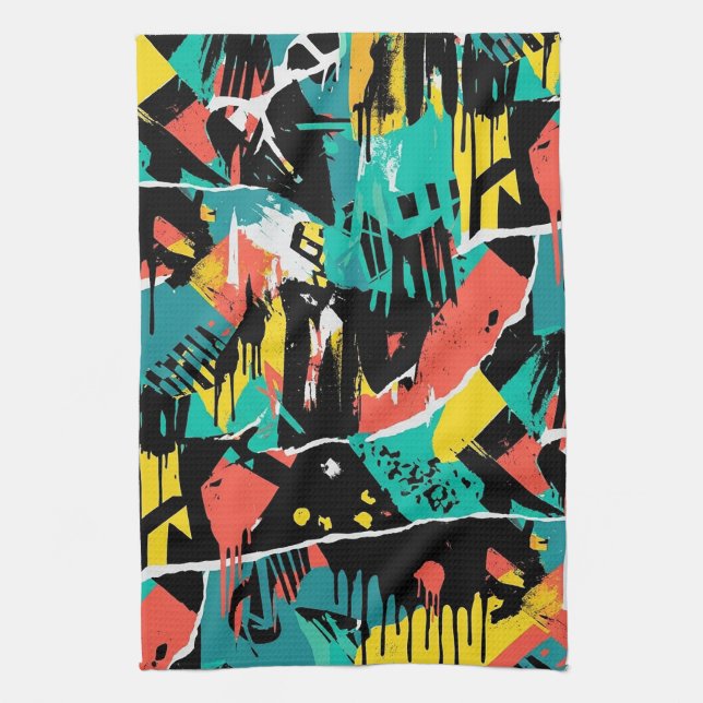 Farbenfrohes städtisches Graffiti-Muster (13) Geschirrtuch (Vertikal)