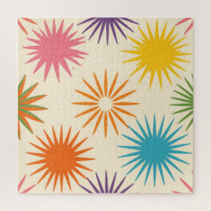 Farbenfrohes Starburst-Muster im Stil der Mitte de