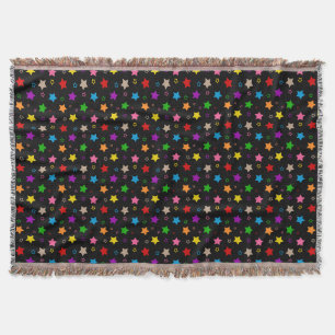 Farbenfrohes Sterne-Muster-Design Schwarz Decke