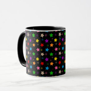 Farbenfrohes Sterne-Muster-Design Schwarz  Tasse